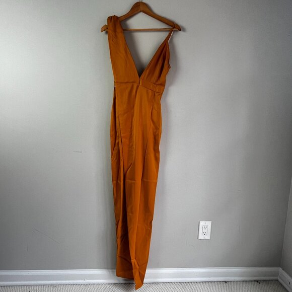 PrettyLittleThing Mustard Asymmetrical Drape Detail Maxi Dress Size 6 NWT - Picture 1 of 4